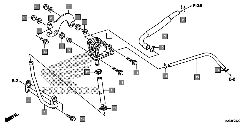 F-25-20 AIR SUCTION VALVE assembly diagram for HONDA Dream Neo CB110CG