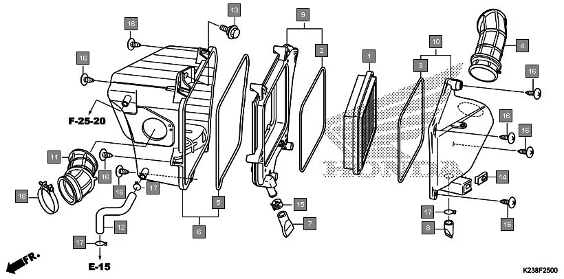 F-25 AIR CLEANER diagram showing 95018-46320