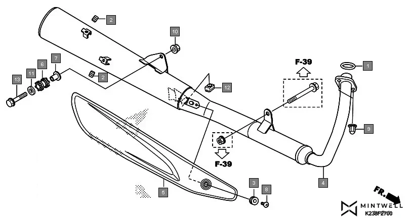 F-27 EXHAUST MUFFLER assembly diagram for HONDA Dream Neo CB110CME