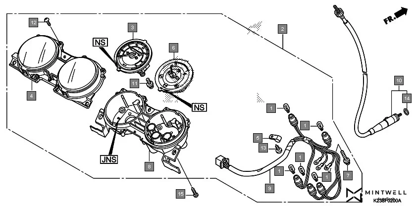 F-2 METER(NIPPON SEIKI) assembly diagram for HONDA Dream Neo CB110CMG