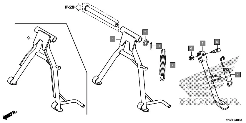 F-31 STAND assembly diagram for HONDA Dream Neo CB110CE