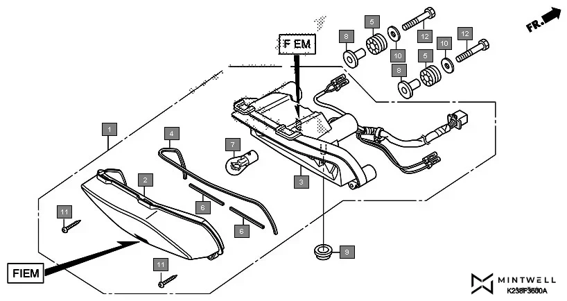 F-36 TAILLIGHT(FIEM) assembly diagram for HONDA Dream Neo CB110CG