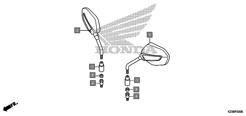 F-3 MIRROR assembly diagram for HONDA Dream Neo CB110CME