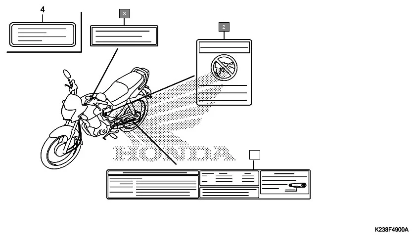 F-49 CAUTION LABEL assembly diagram for HONDA Dream Neo CB110CG