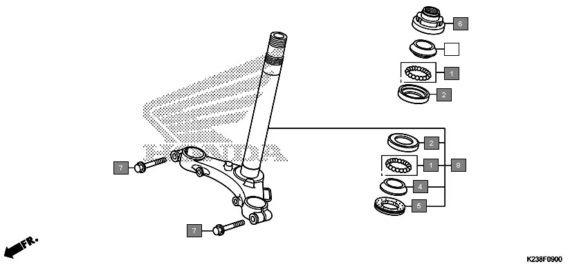F-9 STEERING STEM diagram showing 95702-08035-07