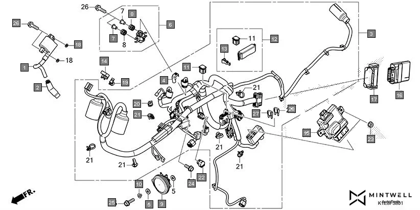 F-38-1 WIRE HARNESS(2) assembly diagram for HONDA CD 110 Dream CB110CMDR