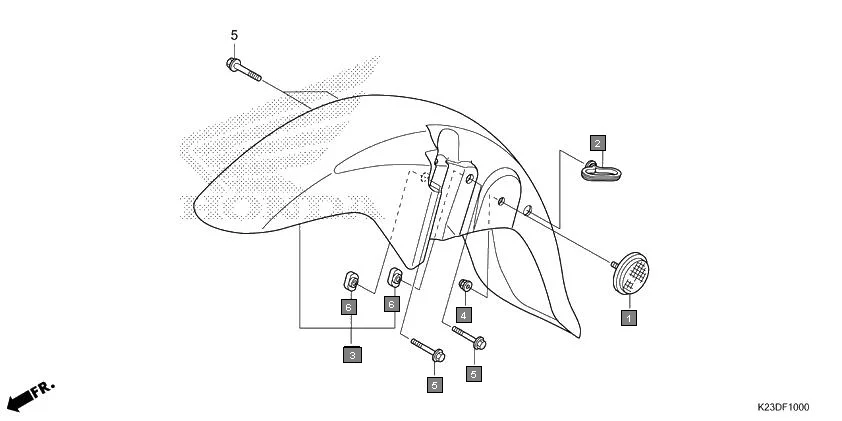 F-10 FRONT FENDER assembly diagram for HONDA Dream Neo CB110CMH
