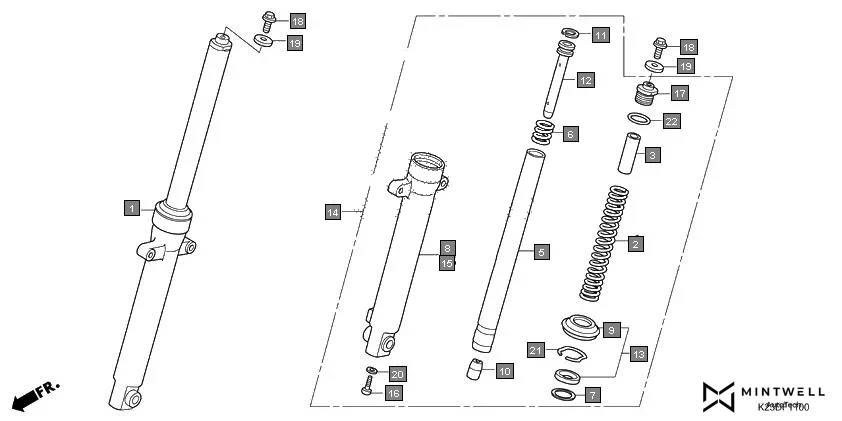 F-11 FRONT FORK assembly diagram for HONDA Dream Neo CB110CMH
