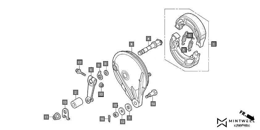 F-18 REAR BRAKE PANEL assembly diagram for HONDA Dream Neo CB110CMH