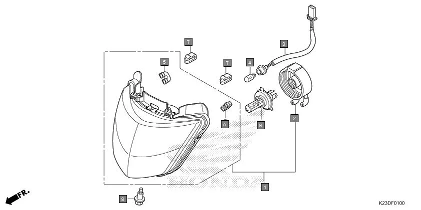 F-1 HEADLIGHT assembly diagram for HONDA Dream Neo CB110CMH