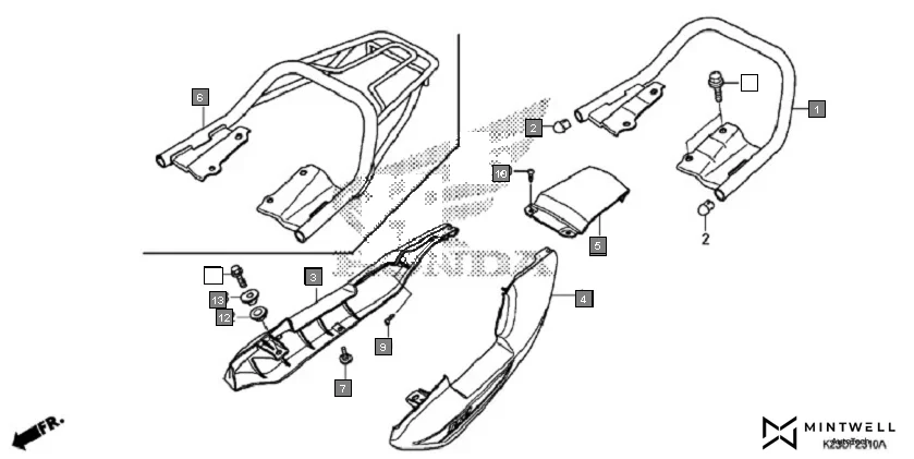 F-23-10 REAR COWL assembly diagram for HONDA Dream Neo CB110CMH