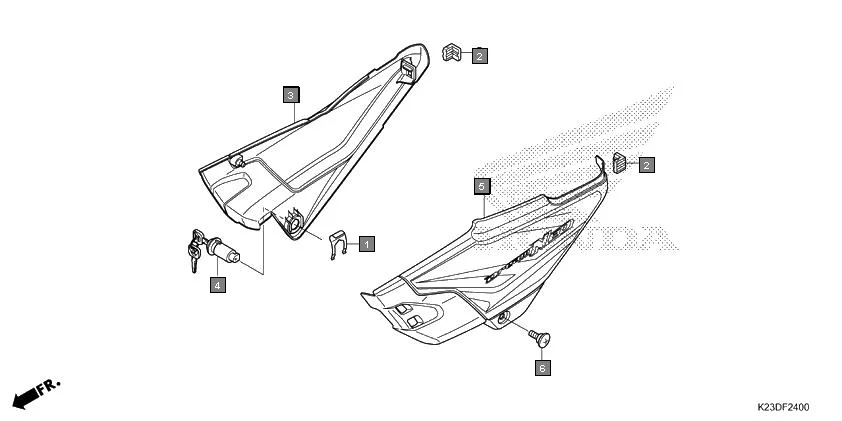 F-24 SIDE COVER assembly diagram for HONDA Dream Neo CB110CMH