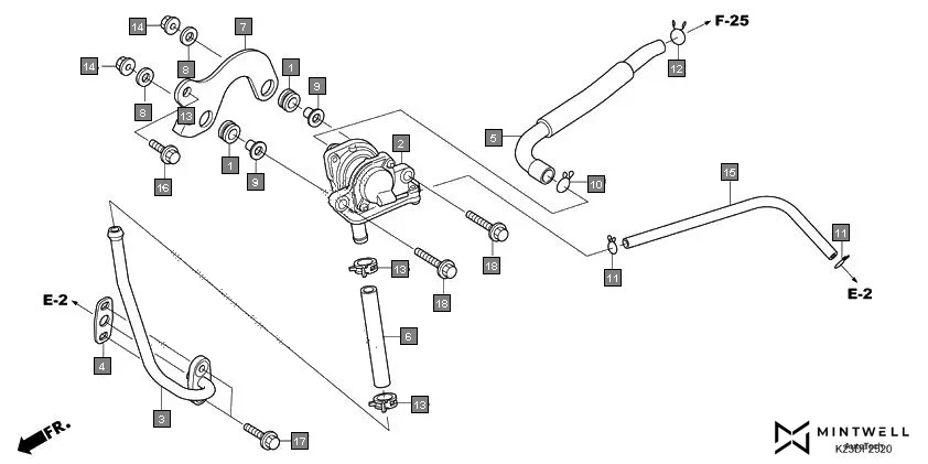F-25-20 AIR SUCTION VALVE assembly diagram for HONDA Dream Neo CB110CMH