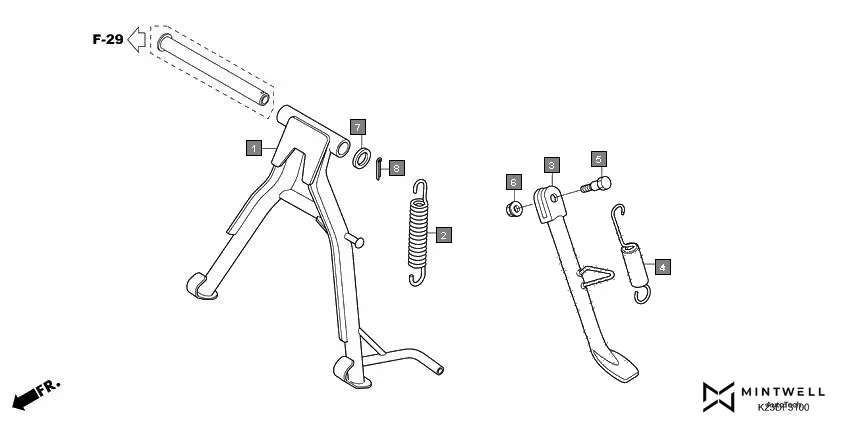 F-31 STAND assembly diagram for HONDA Dream Neo CB110CMH