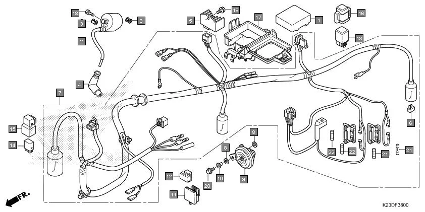F-38 WIRE HARNESS assembly diagram for HONDA Dream Neo CB110CMH
