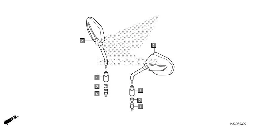 F-3 MIRROR assembly diagram for HONDA Dream Neo CB110CMH