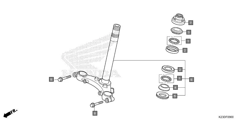 F-9 STEERING STEM assembly diagram for HONDA Dream Neo CB110CMH