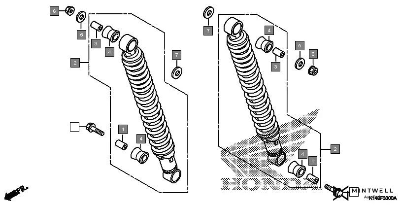 F-33 REAR CUSHION(CB110D/MD) assembly diagram for HONDA Dream Yuga CB110J