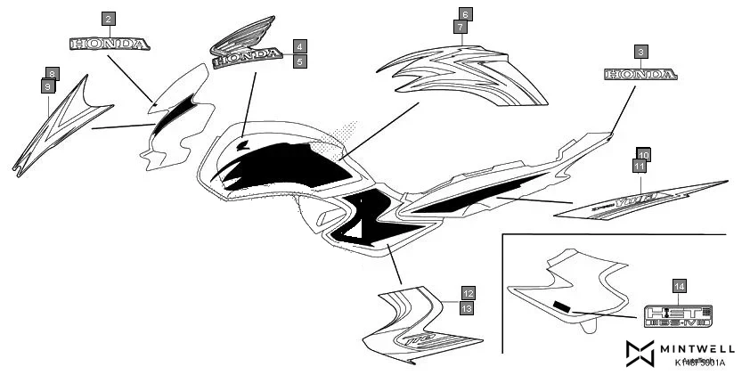 F-50-1 STRIPE/MARK(CB110J) assembly diagram for HONDA Dream Yuga CB110J