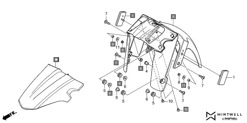 F-10 FRONT FENDER diagram showing 90130-KYJ-900