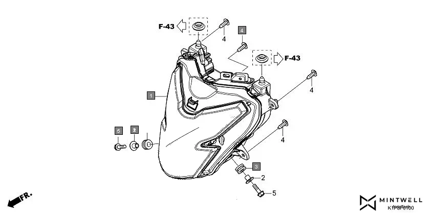 F-1 HEADLIGHT assembly diagram for HONDA CB200X CB190XS