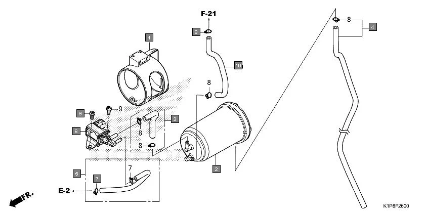F-26 CANISTER assembly diagram for HONDA CB200X CB190XR