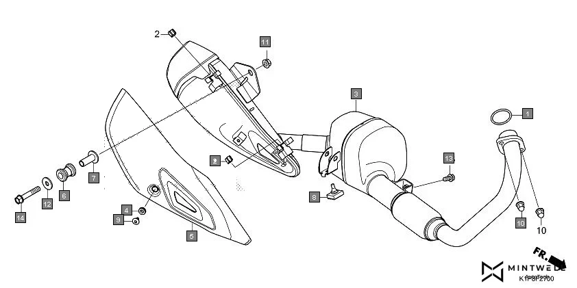 F-27 EXHAUST MUFFLER assembly diagram for HONDA CB200X CB190XR