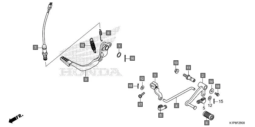 F-29 PEDAL assembly diagram for HONDA CB200X CB190XS