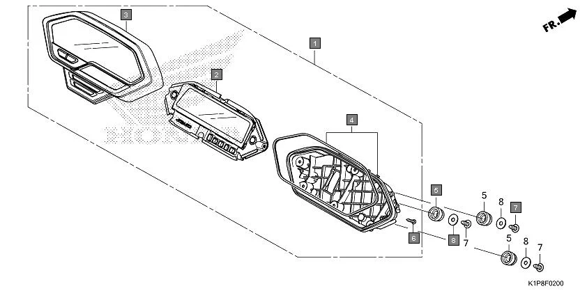 F-2 METER assembly diagram for HONDA CB200X CB190XR
