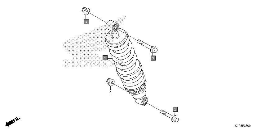 F-33 REAR CUSHION assembly diagram for HONDA CB200X CB190XS