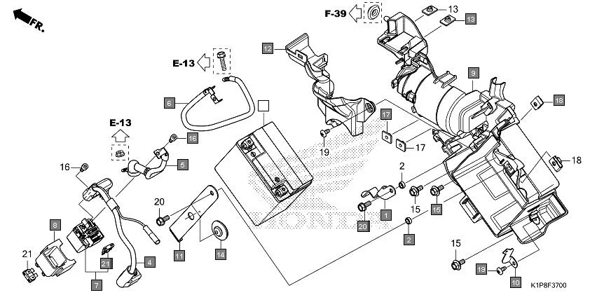 F-37 BATTERY assembly diagram for HONDA CB200X CB190XS