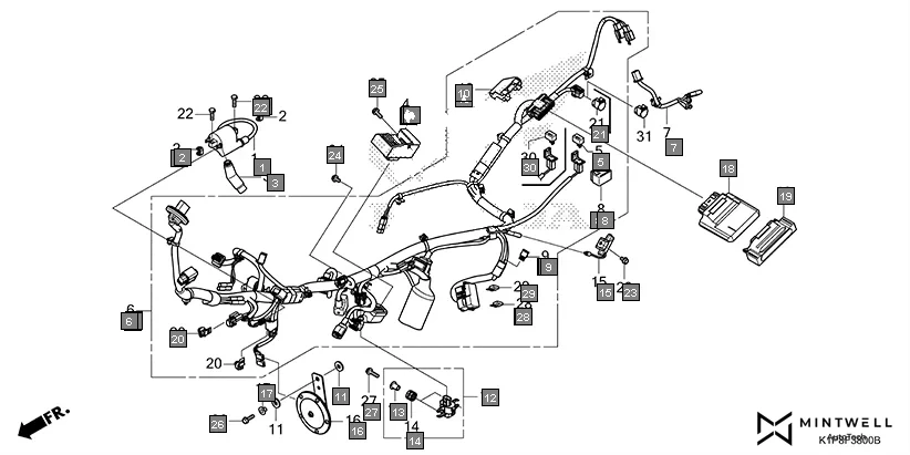 F-38 WIRE HARNESS assembly diagram for HONDA CB200X CB190XR