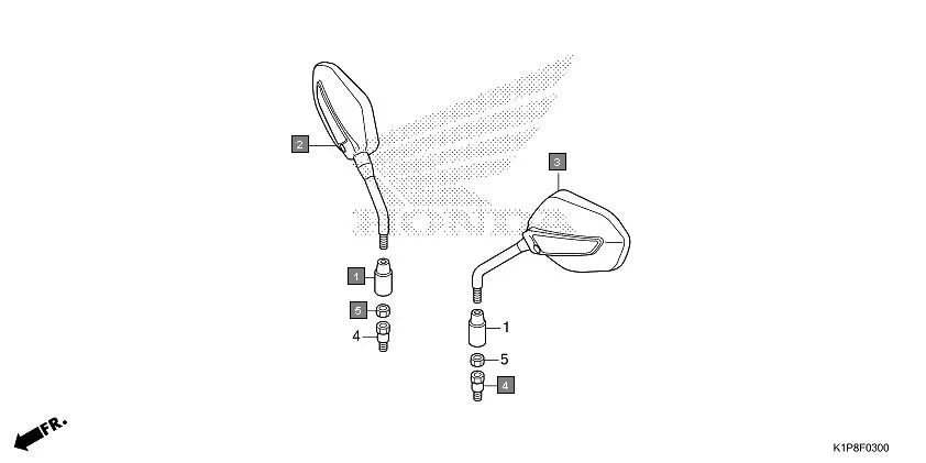 F-3 MIRROR assembly diagram for HONDA CB200X CB190XR