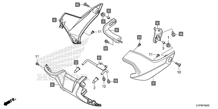 F-46 UNDER COWL assembly diagram for HONDA CB200X CB190XS