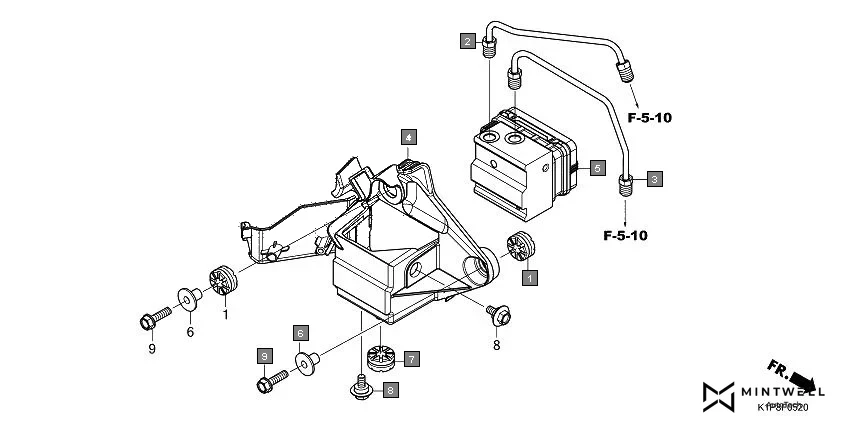 F-5-20 ABS MODULATOR/BRAKE PIPE assembly diagram for HONDA CB200X CB190XN