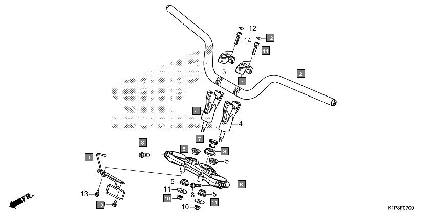 F-7 HANDLE PIPE/TOP BRIDGE assembly diagram for HONDA CB200X CB190XR
