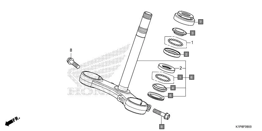 F-9 STEERING STEM assembly diagram for HONDA CB200X CB190XR