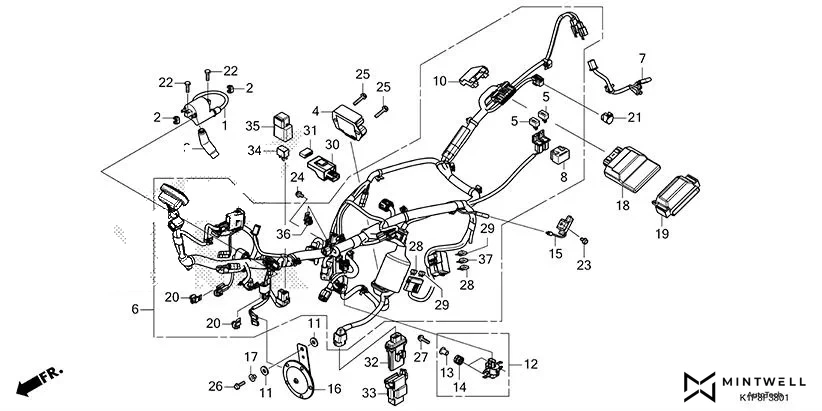 F-38-1 WIRE HARNESS(CB190XS) assembly diagram for HONDA CB200X CB190XS