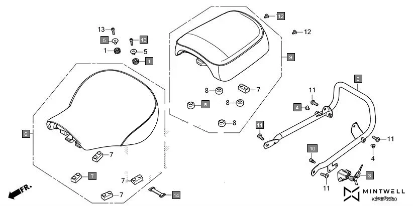 F-23 SEAT assembly diagram for HONDA CB350 CB350CR