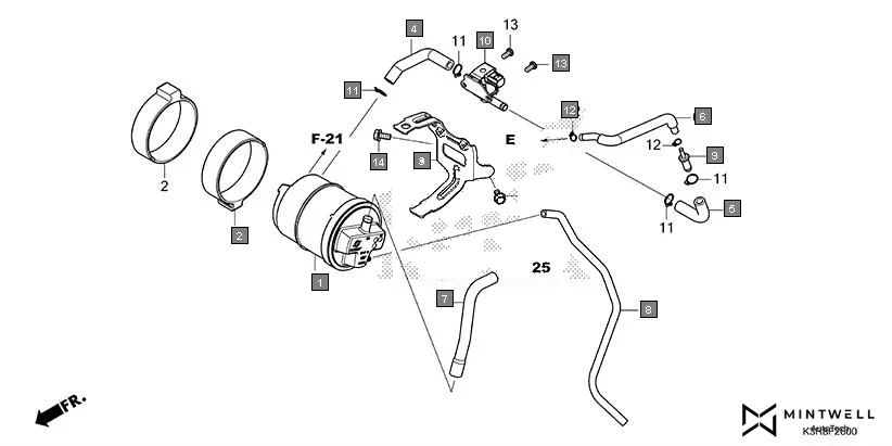 F-26 CANISTER assembly diagram for HONDA CB350 CB350CST