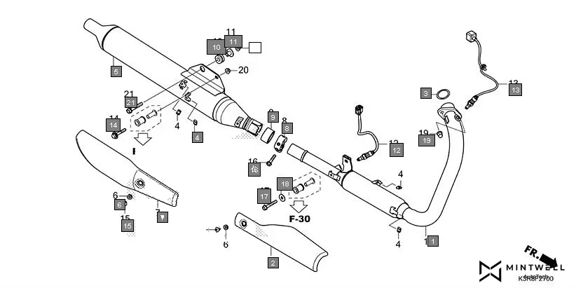 F-27 EXHAUST MUFFLER assembly diagram for HONDA CB350 CB350CST