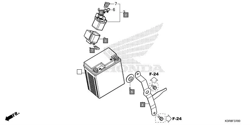F-37 BATTERY assembly diagram for HONDA CB350 CB350CR