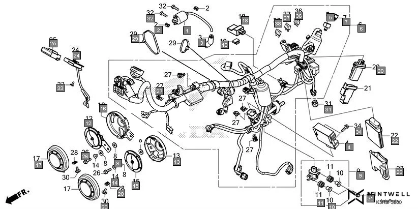 F-38 WIRE HARNESS assembly diagram for HONDA CB350 CB350CR
