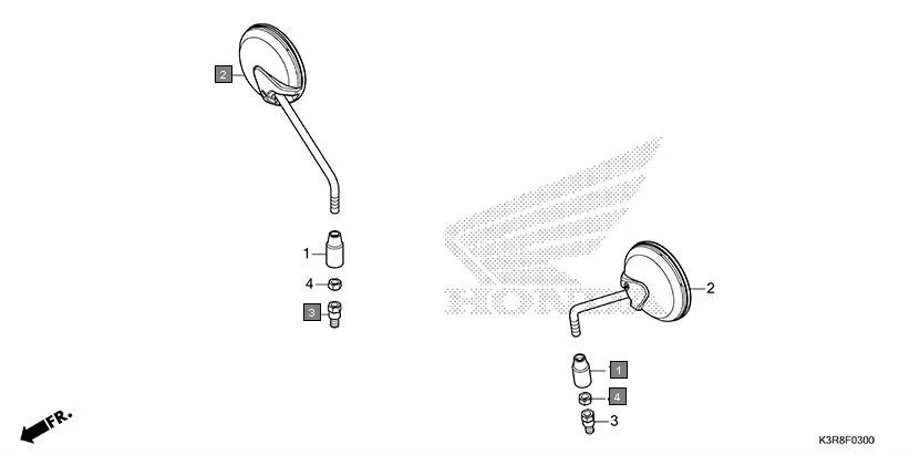 F-3 MIRROR assembly diagram for HONDA CB350 CB350CR