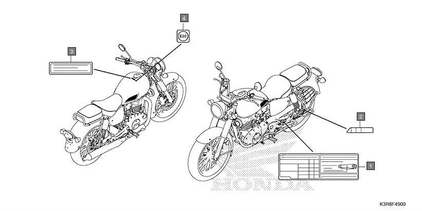 F-49 CAUTION LABEL assembly diagram for HONDA CB350 CB350CR