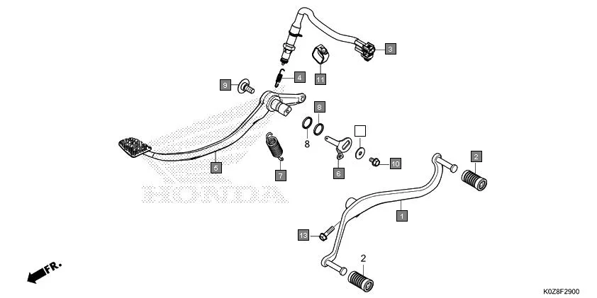 F-29 PEDAL assembly diagram for HONDA HNESS CB350DM
