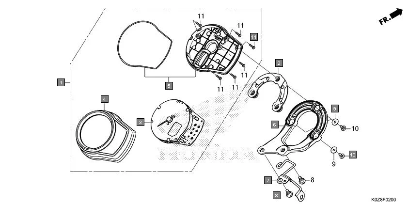 F-2 METER assembly diagram for HONDA HNESS CB350DM
