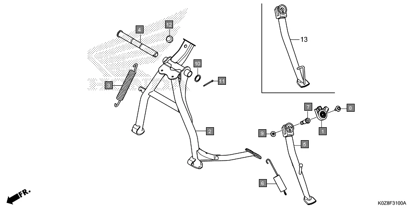 F-31 SIDE STAND diagram showing 50500-K0Z-900