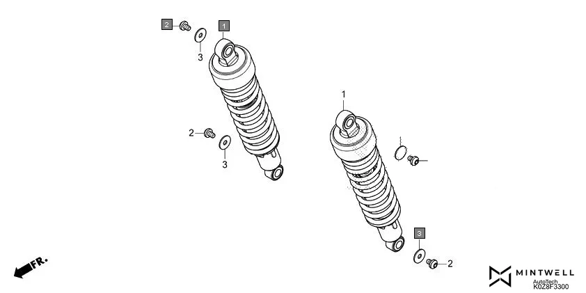 F-33 REAR CUSHION assembly diagram for HONDA HNESS CB350DM