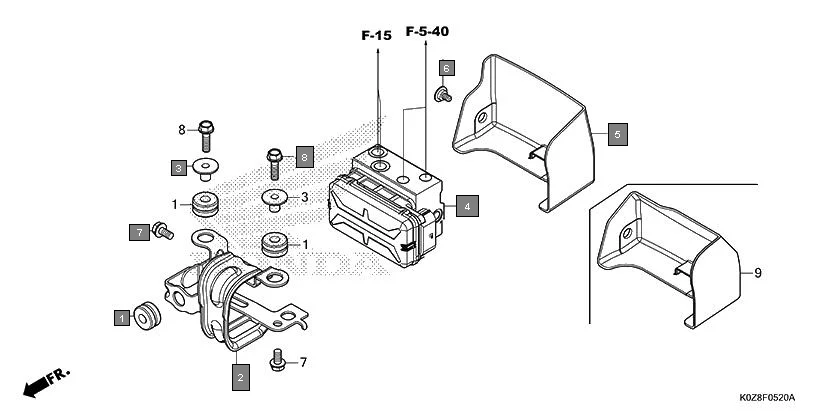F-5-20 ABS MODULATOR assembly diagram for HONDA HNESS CB350DP
